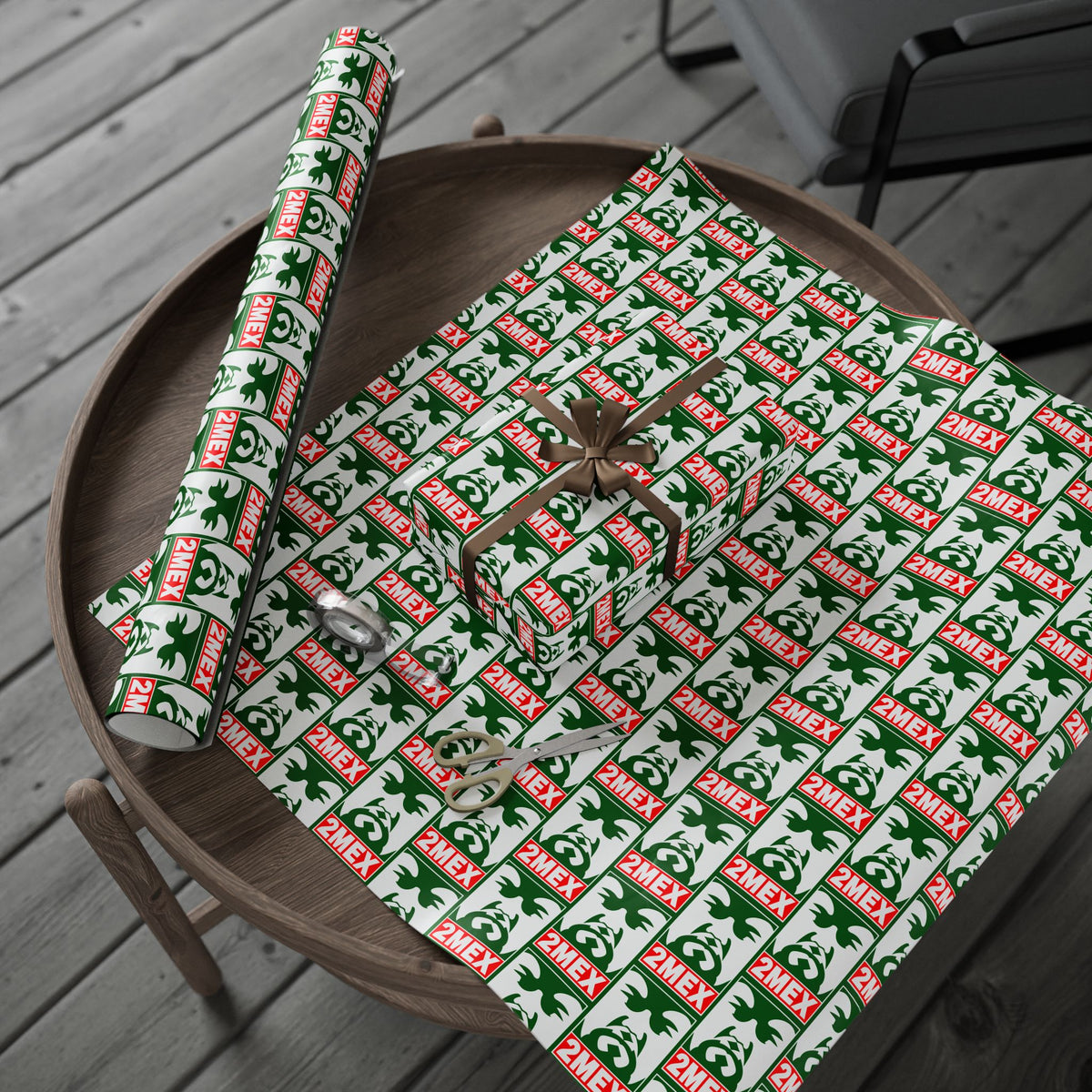 2Mex RAPPING Paper - Festive Green & Red Holiday Pattern with your favorite Rapper