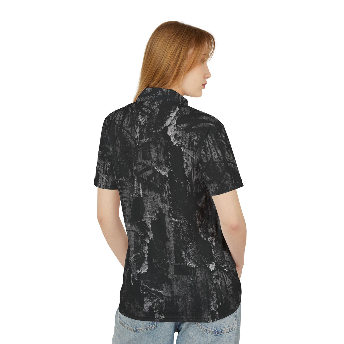 Summi Logo Distressed Black Graphic Polo Shirt