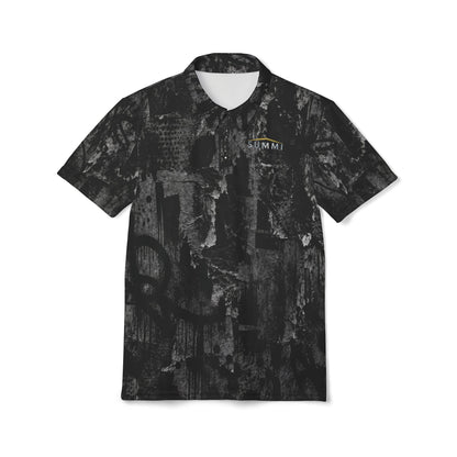 Summi Logo Distressed Black Graphic Polo Shirt