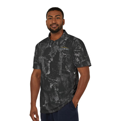 Summi Logo Distressed Black Graphic Polo Shirt
